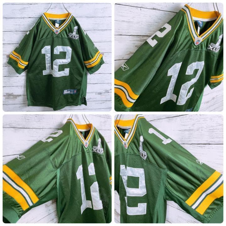 超希少【NFL】リーボック グリーンベイ パッカーズ チーム刺繍 ゲームシャツ