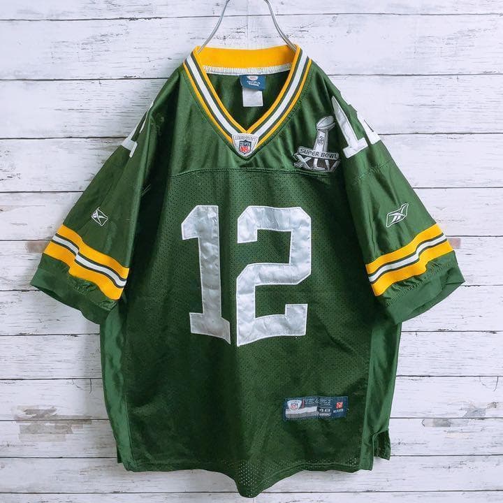 超希少【NFL】リーボック グリーンベイ パッカーズ チーム刺繍 ゲームシャツ