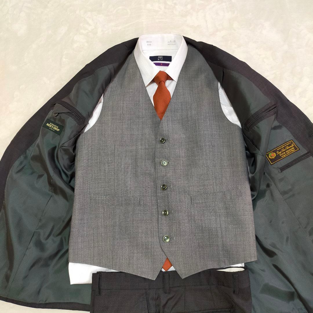 美品　ロロピアーナSUPER130'S　ダークブラウン系　スリーピーススーツ