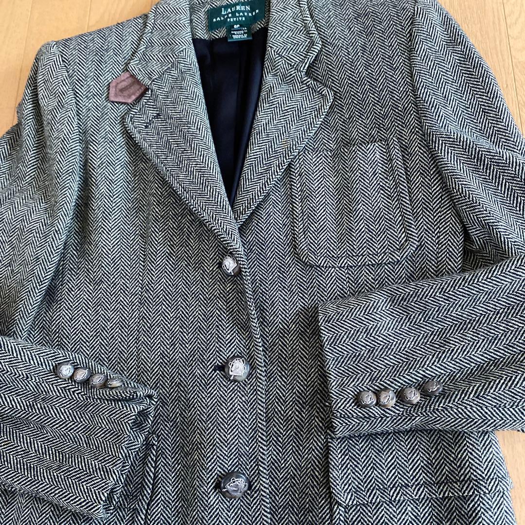 ラルフローレンRalphLauren テーラードJK肘当馬のボタン ツィード