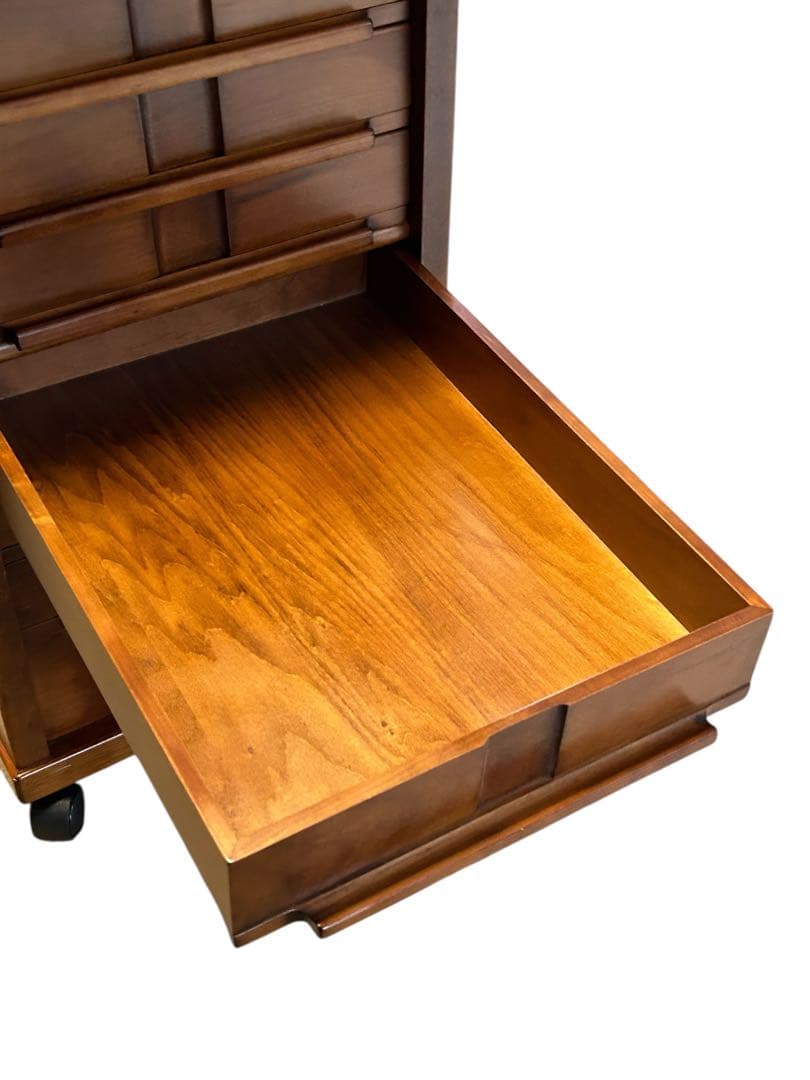 豊岡クラフト 木製書類整理ケース 7段 キャスター付 サイドデスク チェスト