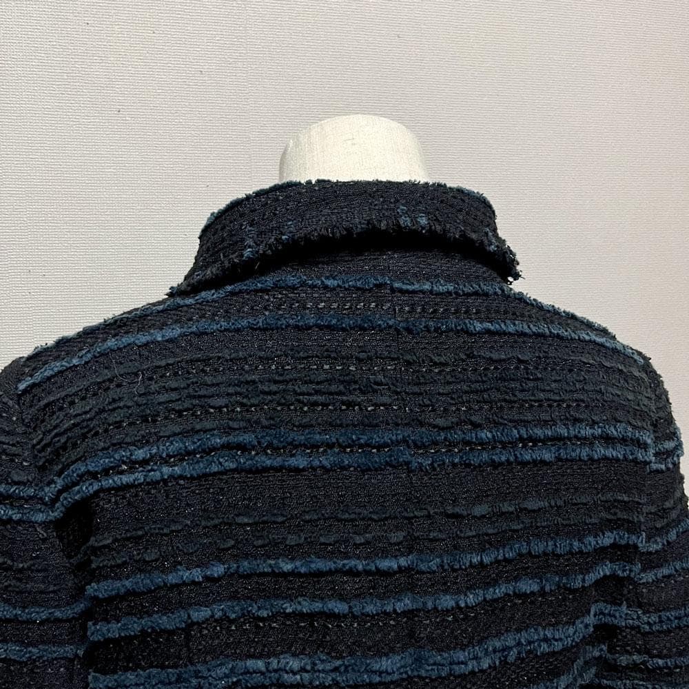 ルネ フランス製 ツイード TISSUE リボン付き ジャケット ブラック 36