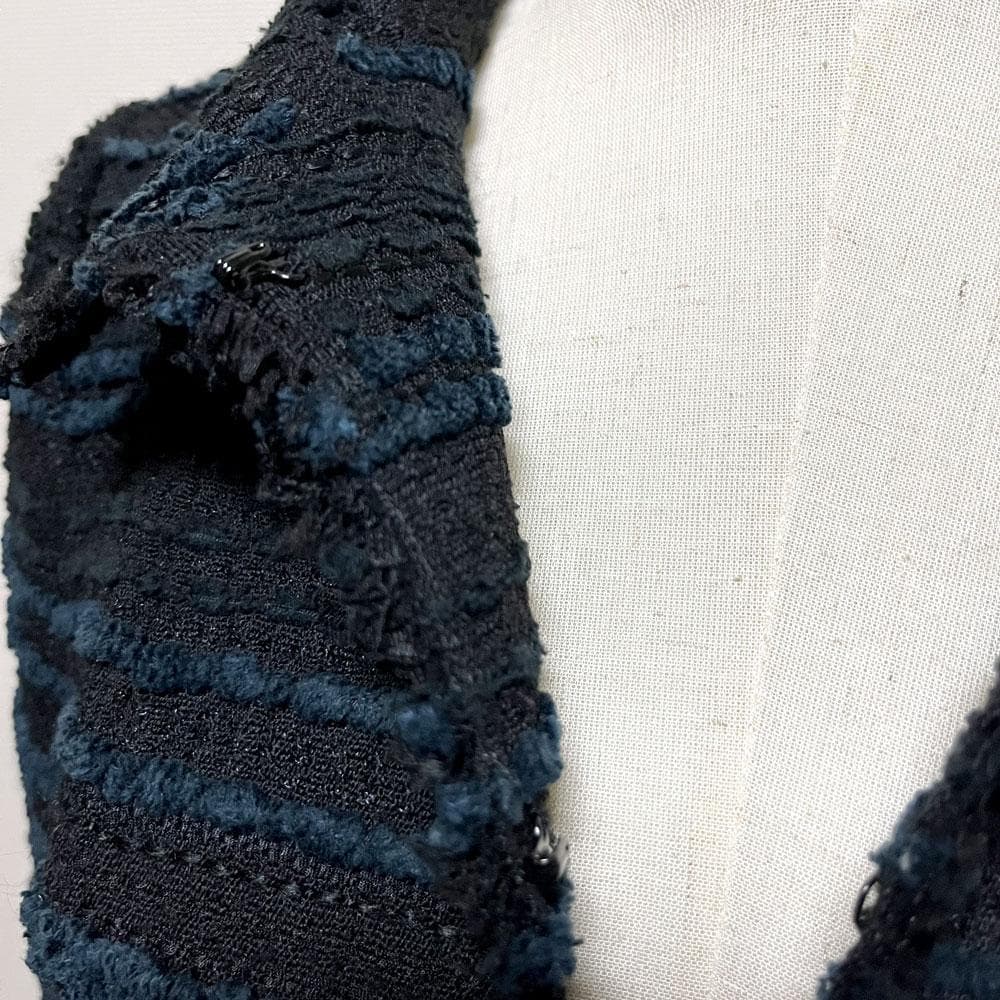 ルネ フランス製 ツイード TISSUE リボン付き ジャケット ブラック 36