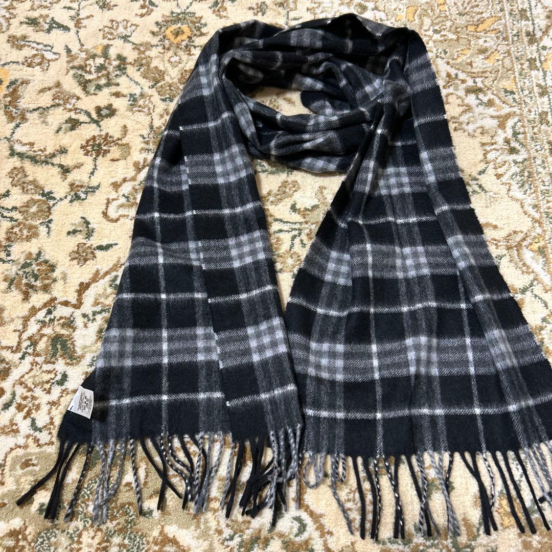 ホームレス【新品】バーバリー マフラーノバチェック柄カシミヤフリンジ