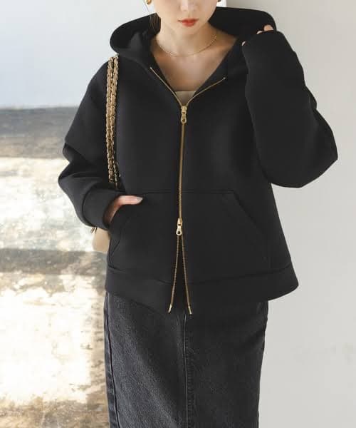 noble ダンボールニットフーデットパーカー　ブラック