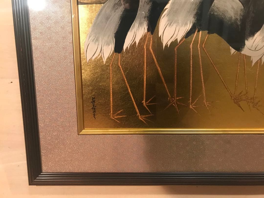 うまたにさま専用　尾形光琳　「群鶴」　金箔リトグラフ　作品証明シール有り