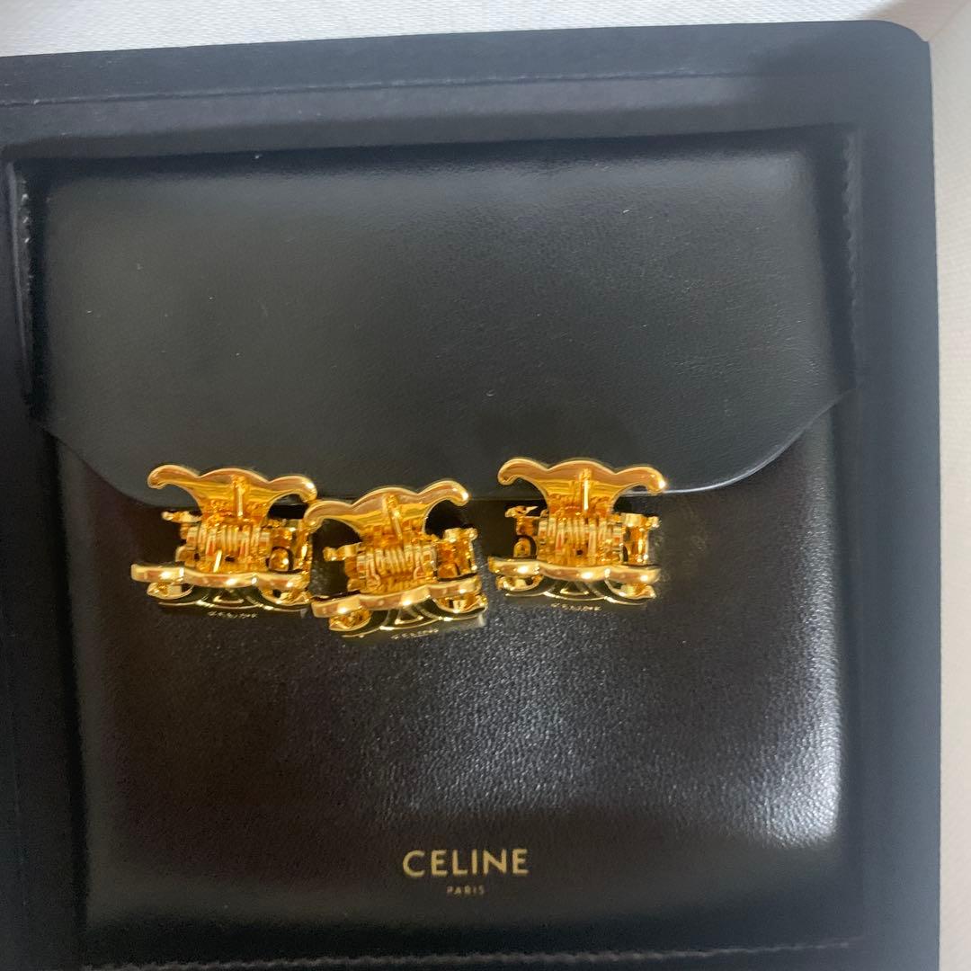 CELINE セリーヌ ヘアクリップ　ゴールド　3つセット