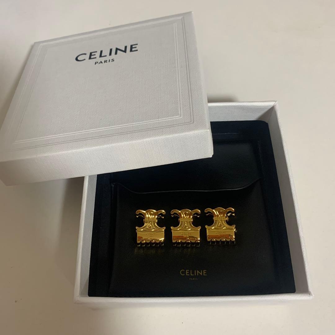 CELINE セリーヌ ヘアクリップ　ゴールド　3つセット