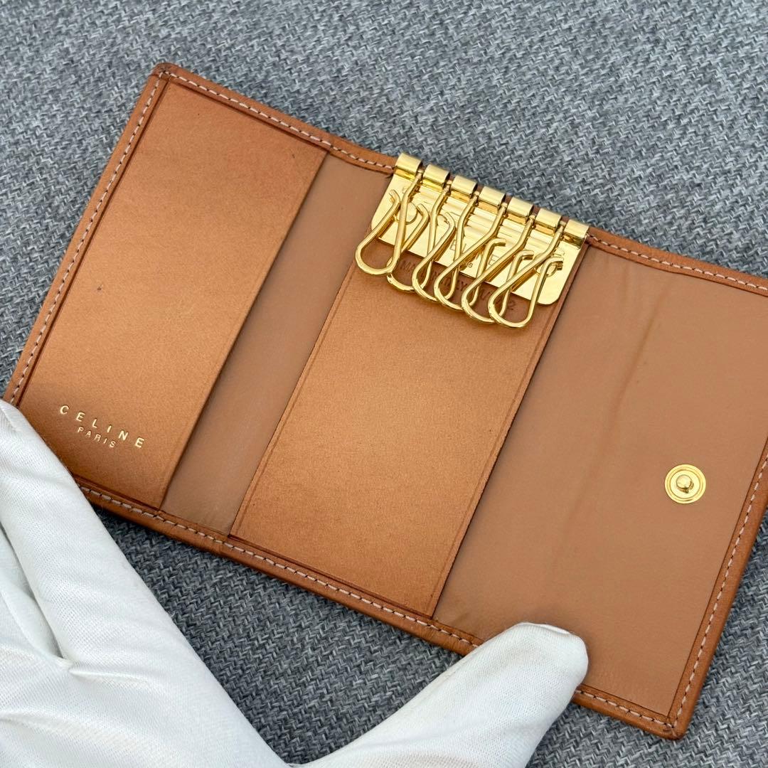 【美品】セリーヌ✨6連キーケース ブラウン系マカダム柄 PVC 鍵入れ m237