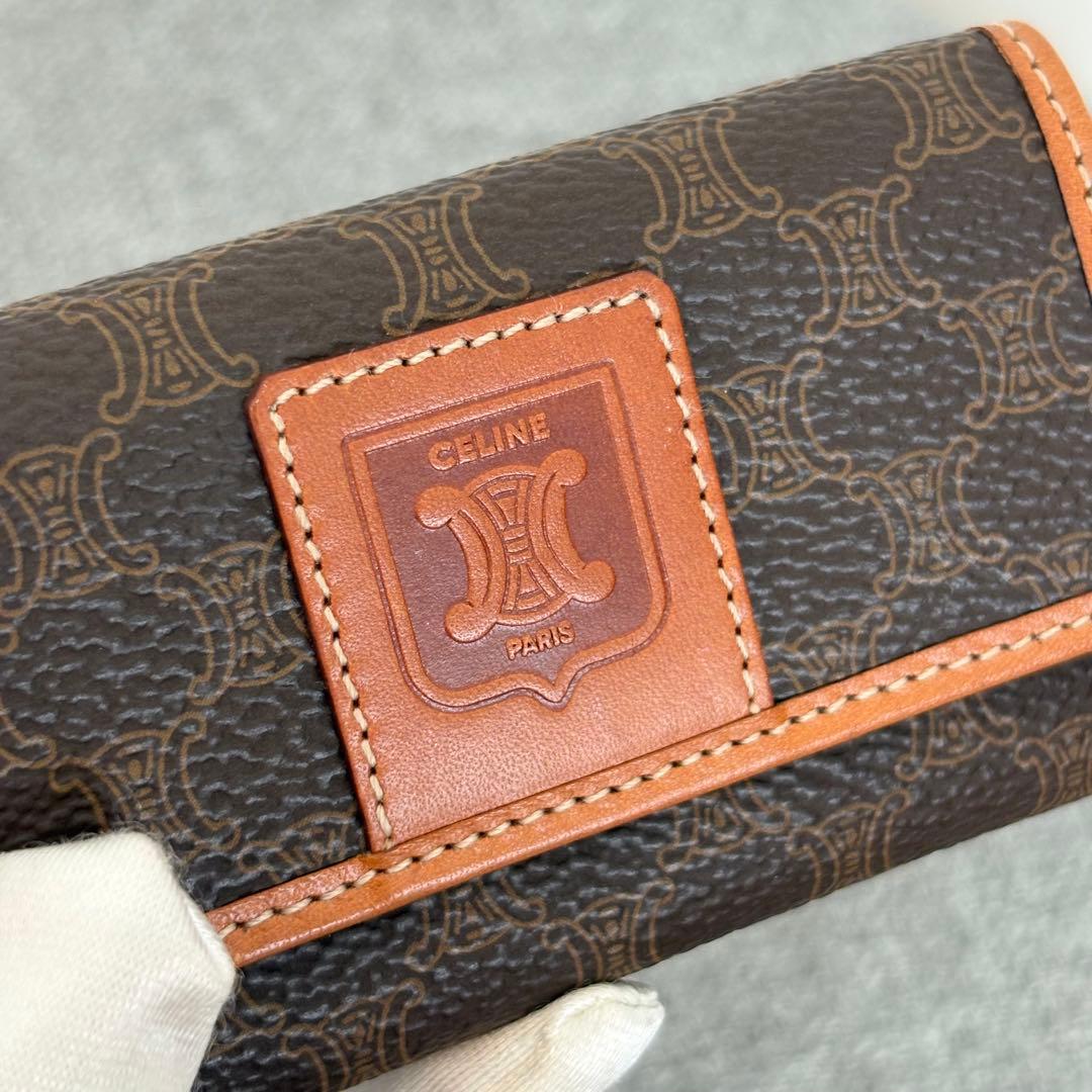 【美品】セリーヌ✨6連キーケース ブラウン系マカダム柄 PVC 鍵入れ m237