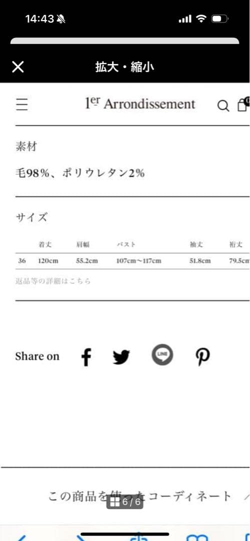 1er arrondissement ウールサテンシャツワンピース