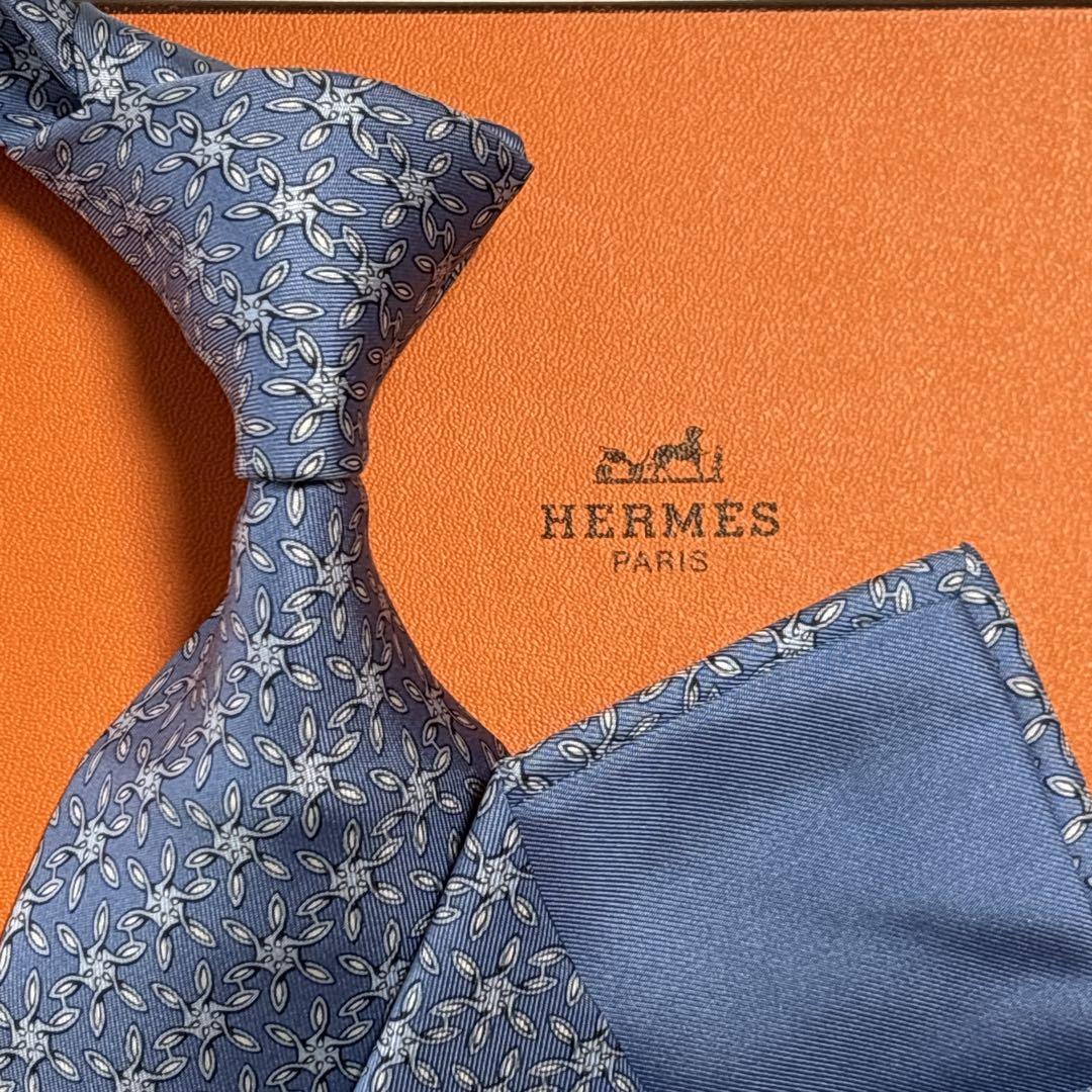 エルメス ネクタイ シルク スノーフレーク 雪 クリスタル 結晶 未使用