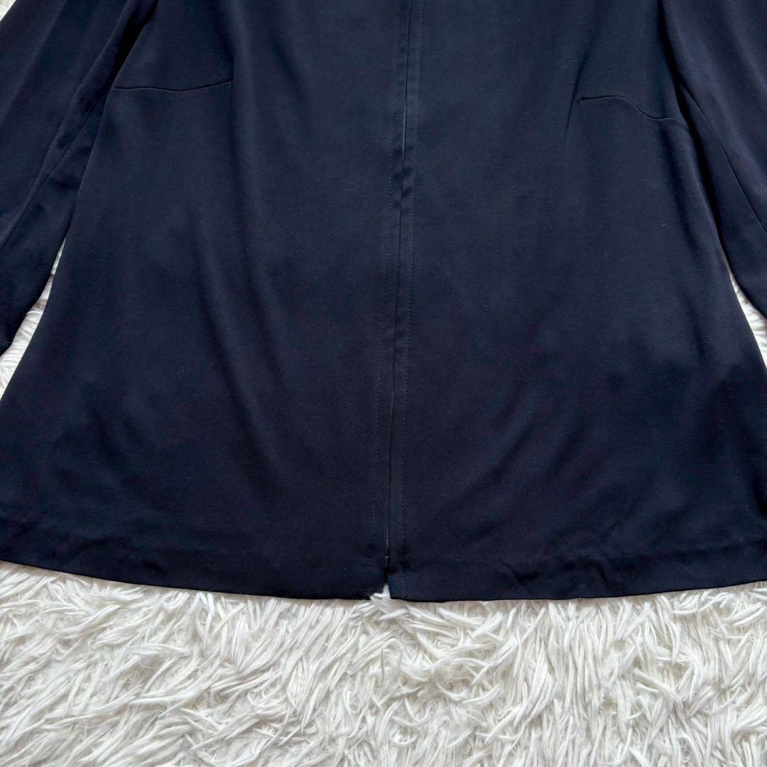 レオナール カンカン素材 美品 ジップカーディガン LL 黒