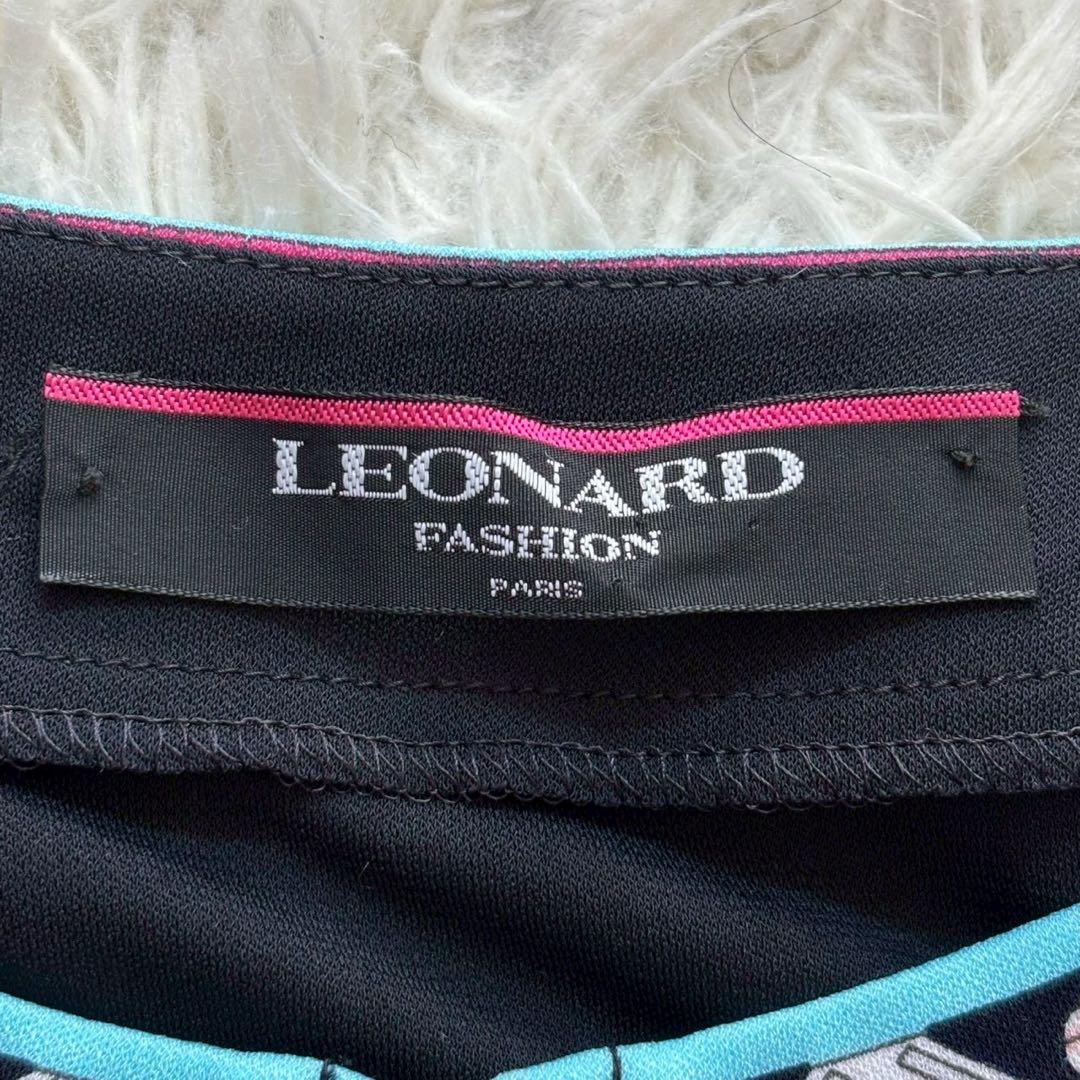 レオナール カンカン素材 美品 ジップカーディガン LL 黒