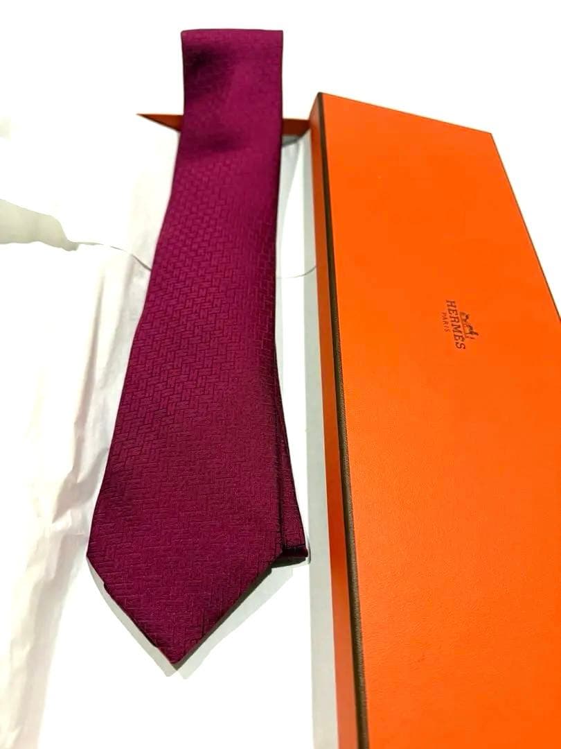エルメス シルクネクタイ ローズインディアン