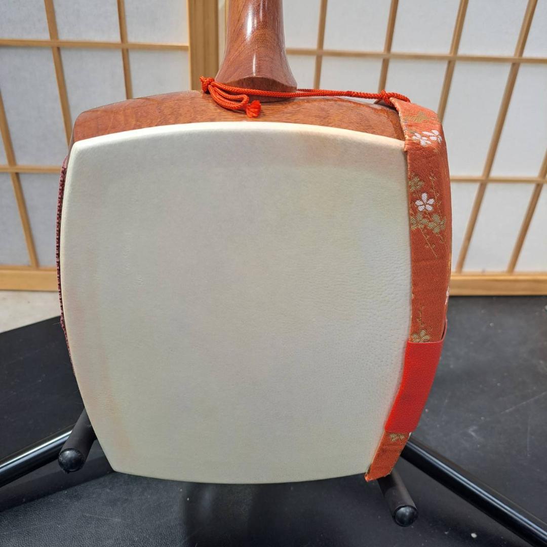 【現状品】三味線　棹太さ約2.55cm　皮破れなし　ソフトケース付き