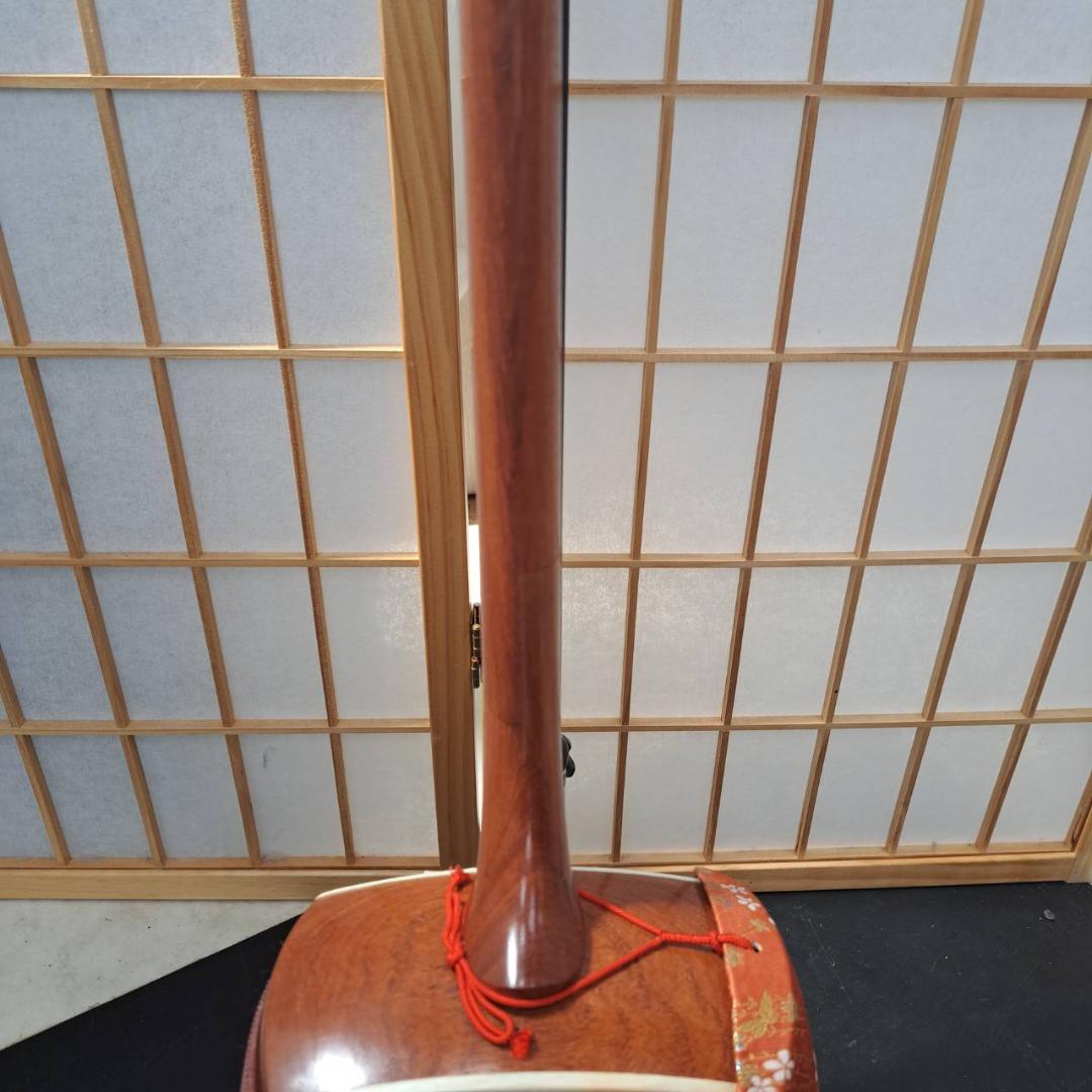 【現状品】三味線　棹太さ約2.55cm　皮破れなし　ソフトケース付き