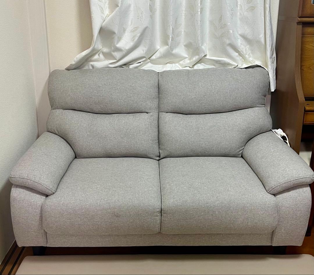 【送料込み】2人掛けソファ 布張り ファブリック グレー ベージュ