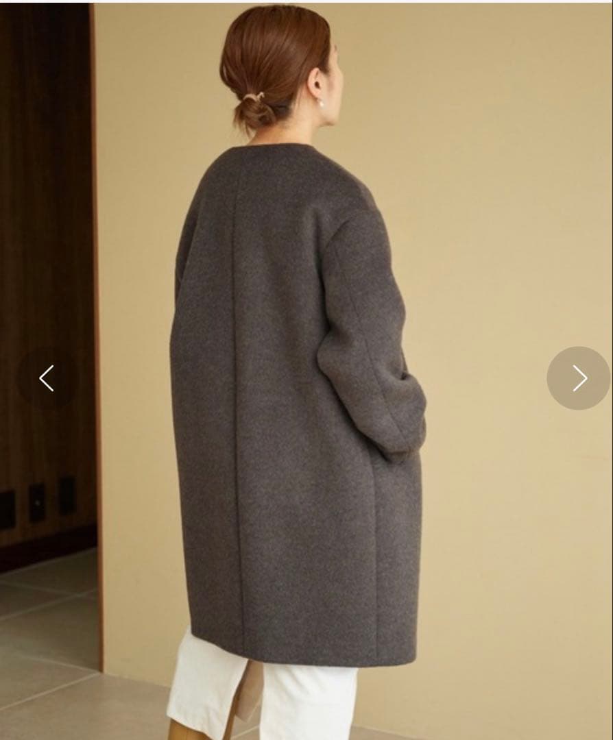 IÉNA ラムウールノーカラーコート　グレー　 38