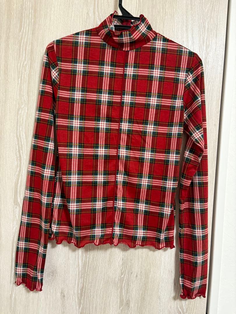 POPPY(ポピー) シースルーチェックタートルトップス