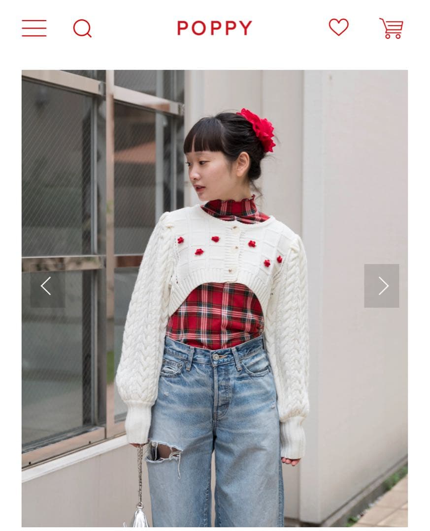 POPPY(ポピー) シースルーチェックタートルトップス