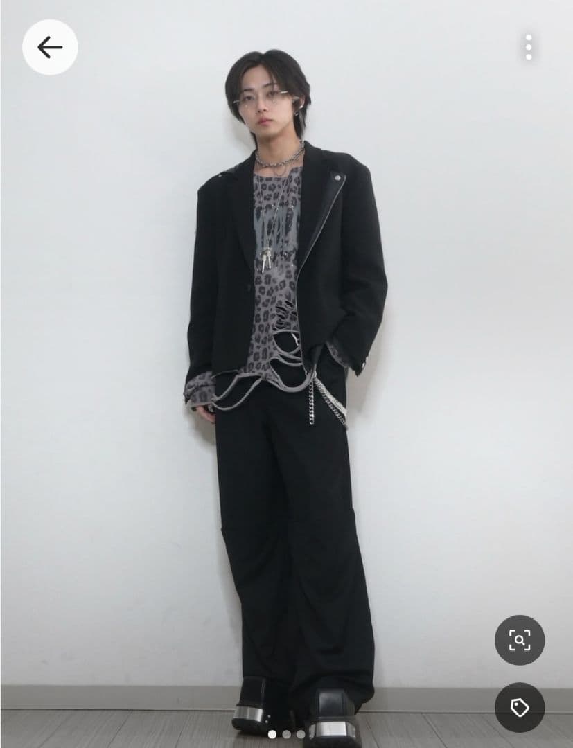 【GRANCY】 総柄ラインストーングラフィックロンＴ グレー Sサイズ