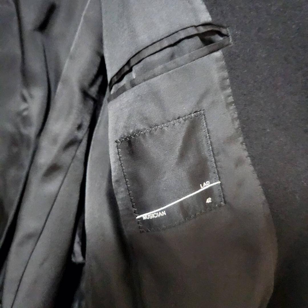 ラッドミュージシャン ロングコート チェスター S ウール ナイロン混 ブラック