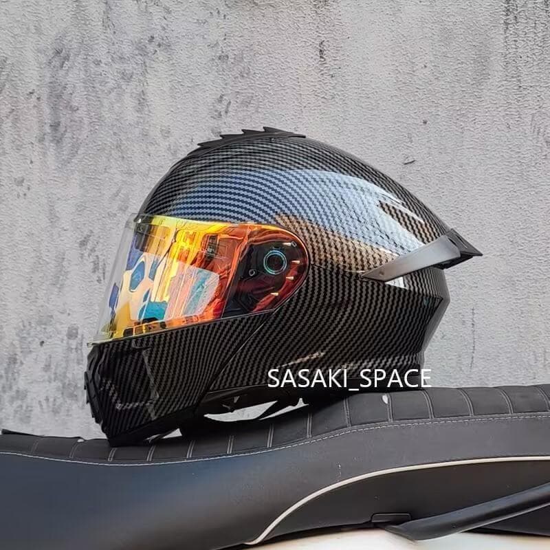 ダブルシールド システム フルフェイスヘルメット　カーボン柄　XLサイズ