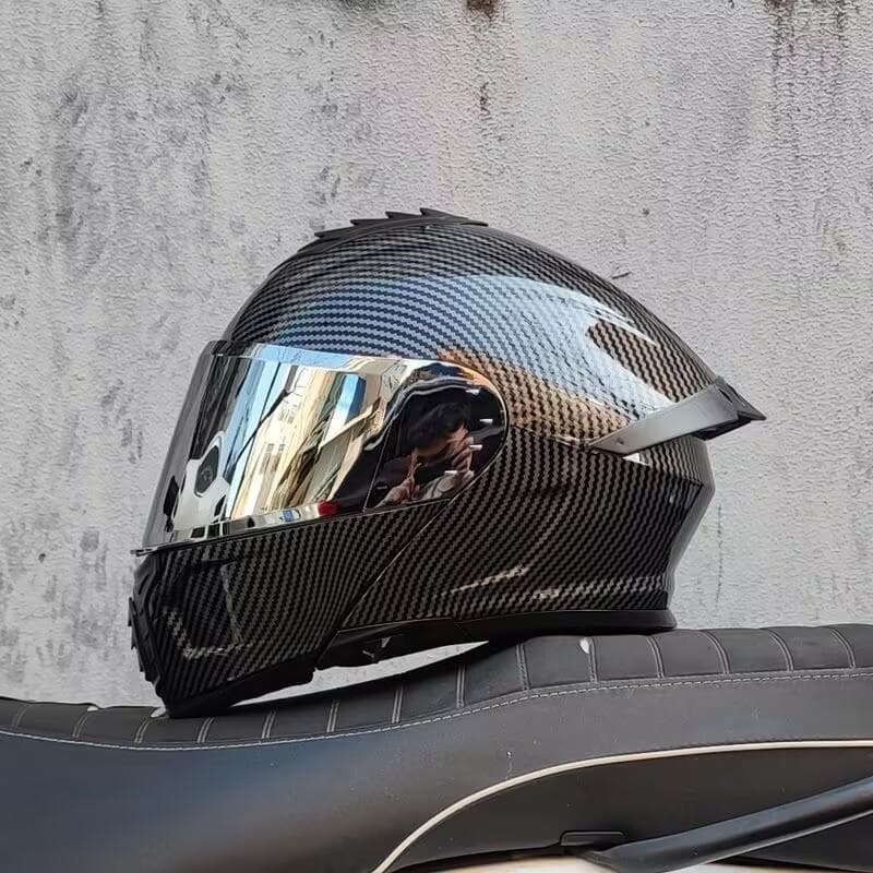 ダブルシールド システム フルフェイスヘルメット　カーボン柄　XLサイズ