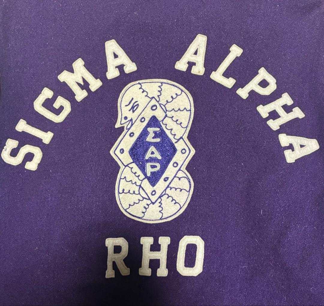 60sテディスタジャン42襟付ヴィンテージチェーンステッチワッペン希少パープル