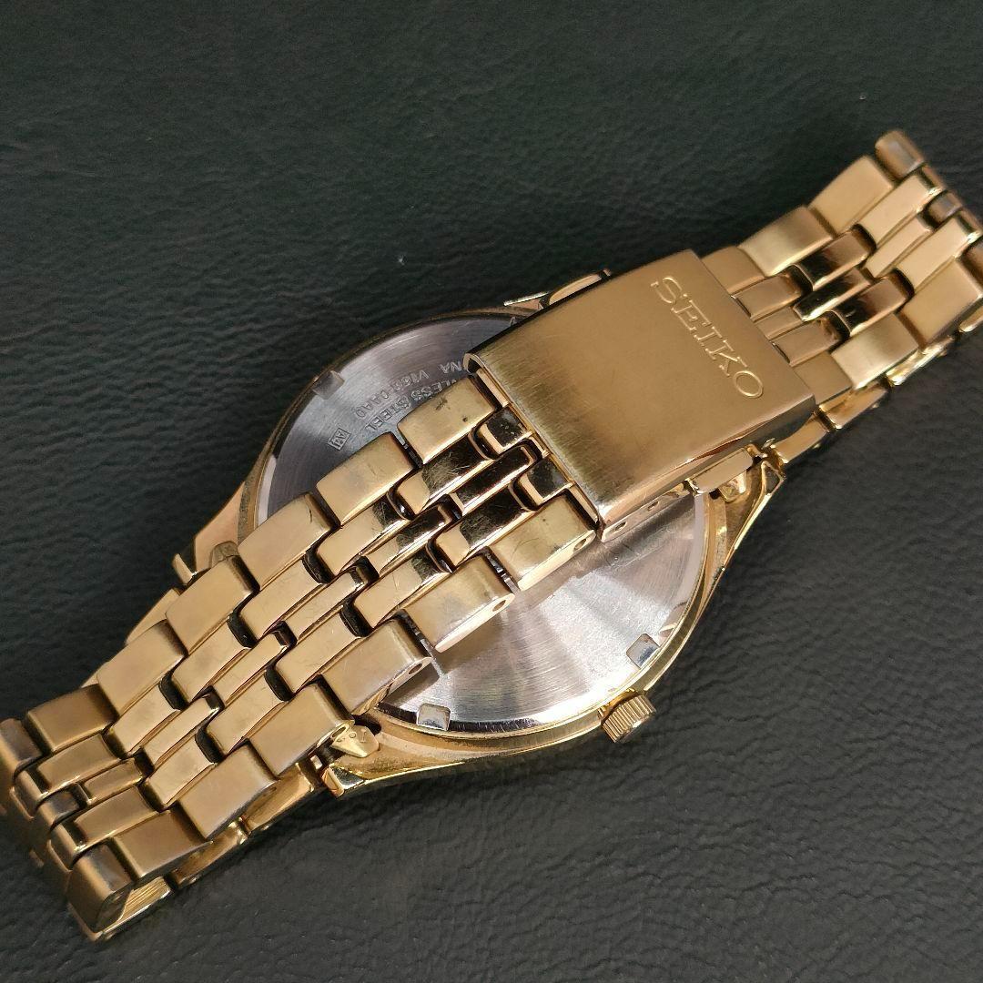 良品　SEIKO　セイコー　ゴールド　V158　ソーラー　腕時計　メンズ　デイト