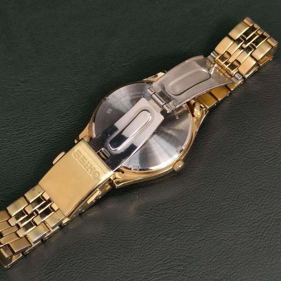 良品　SEIKO　セイコー　ゴールド　V158　ソーラー　腕時計　メンズ　デイト