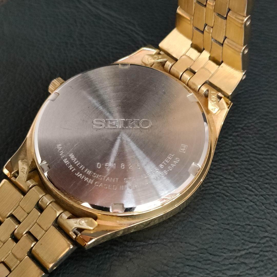 良品　SEIKO　セイコー　ゴールド　V158　ソーラー　腕時計　メンズ　デイト