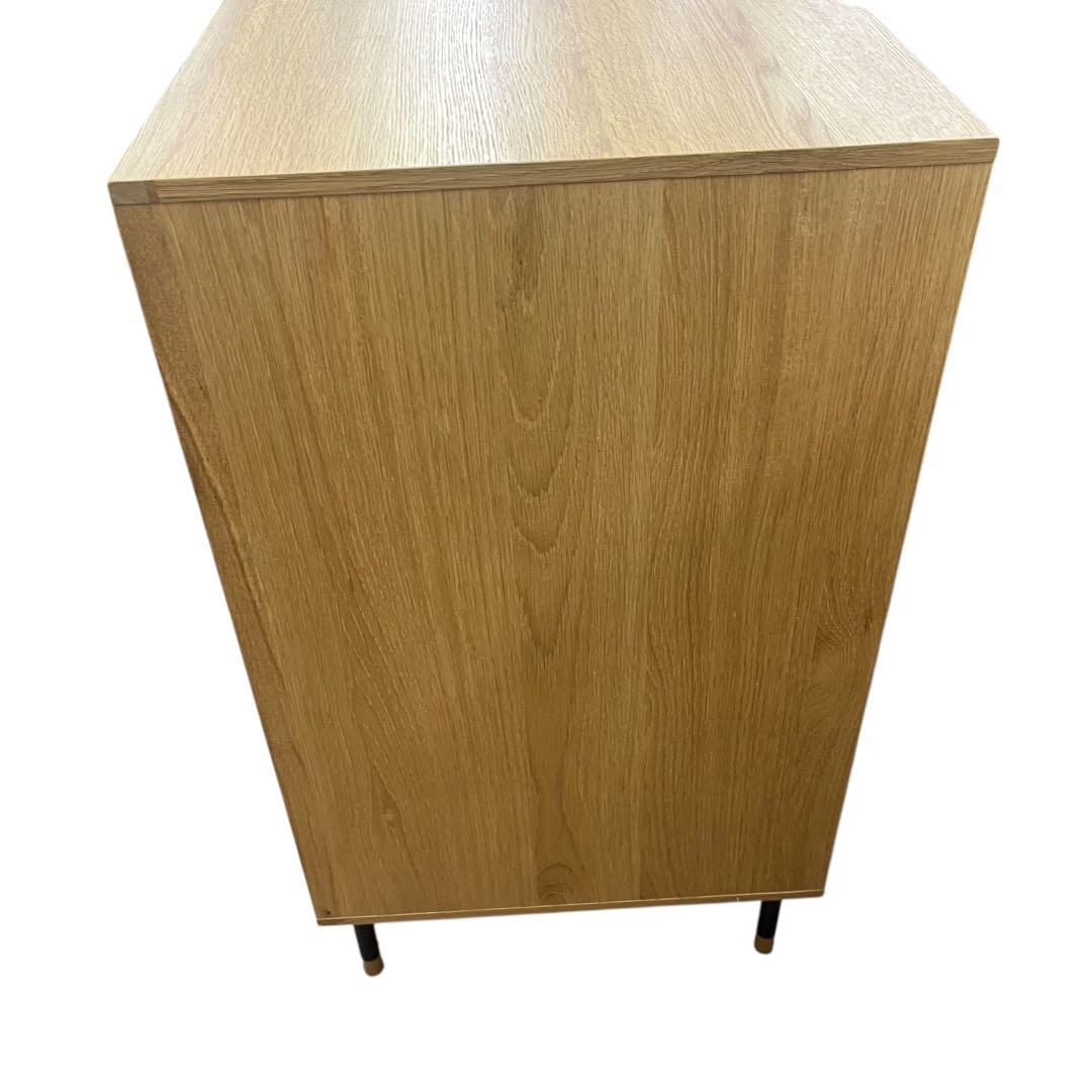 起立木工　サイドチェスト 3段 オーク無垢材 鋸目デザイン 幅60cm