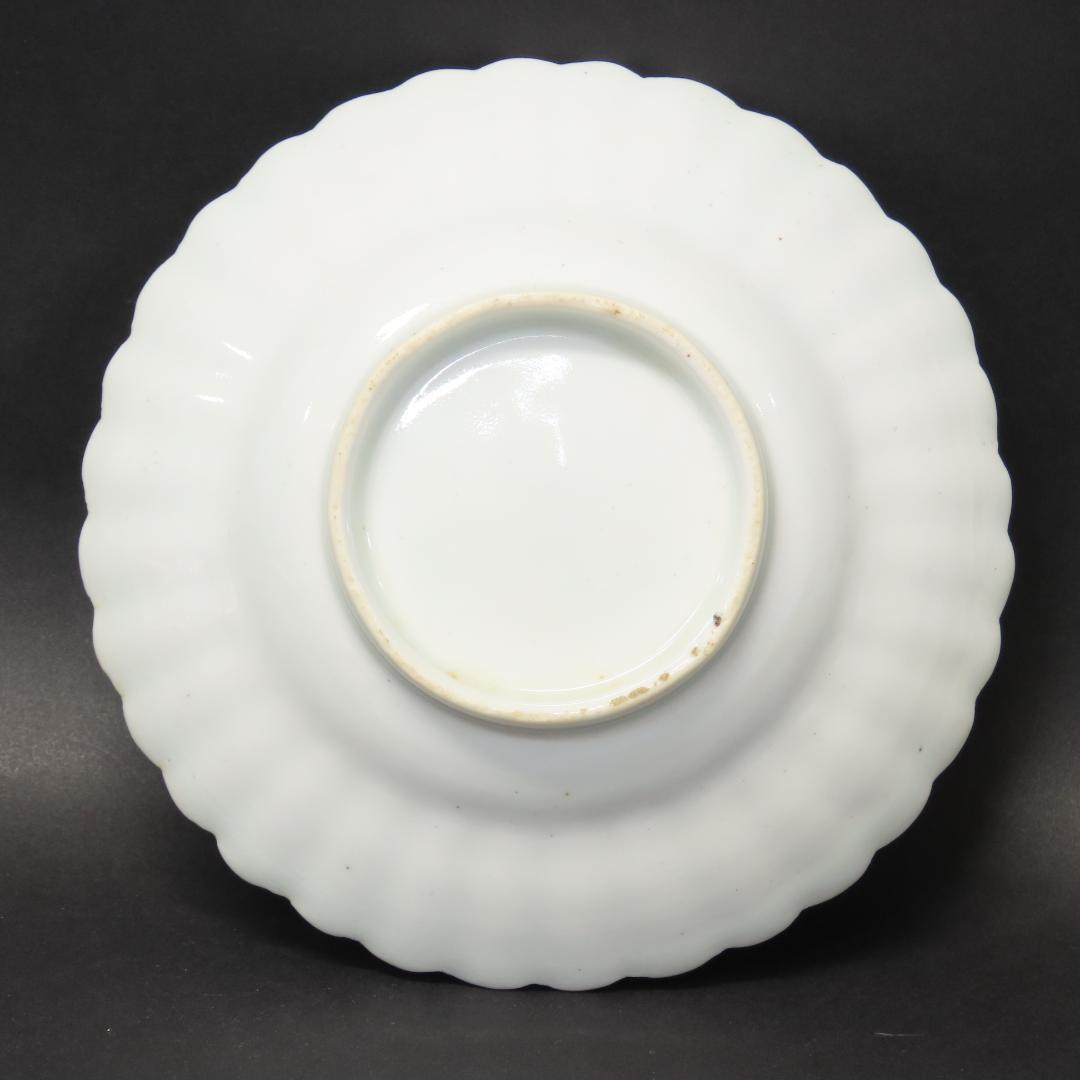 ⭕413 白磁 古伊万里 輪花形 中皿5客 無傷 直径15.5cm 江戸時代後期