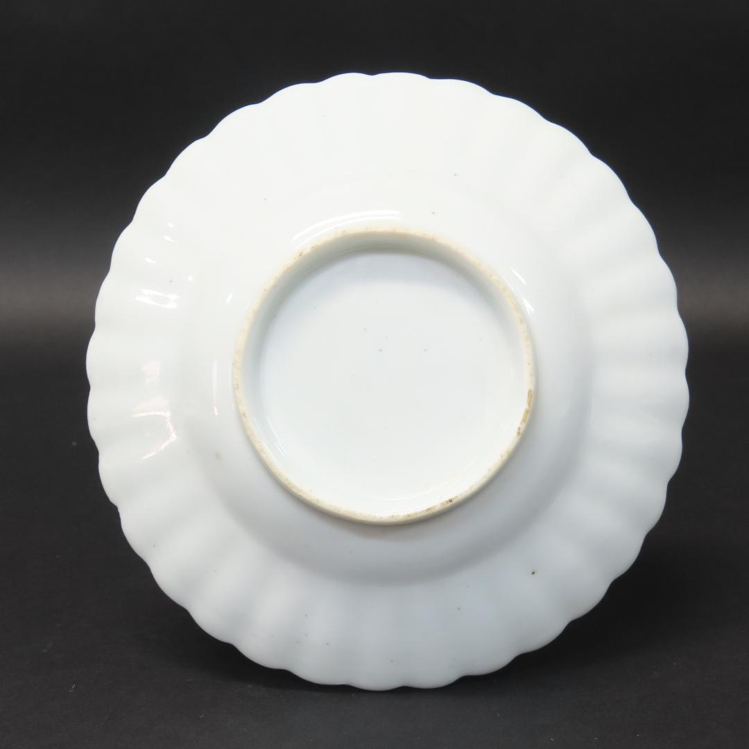 ⭕413 白磁 古伊万里 輪花形 中皿5客 無傷 直径15.5cm 江戸時代後期
