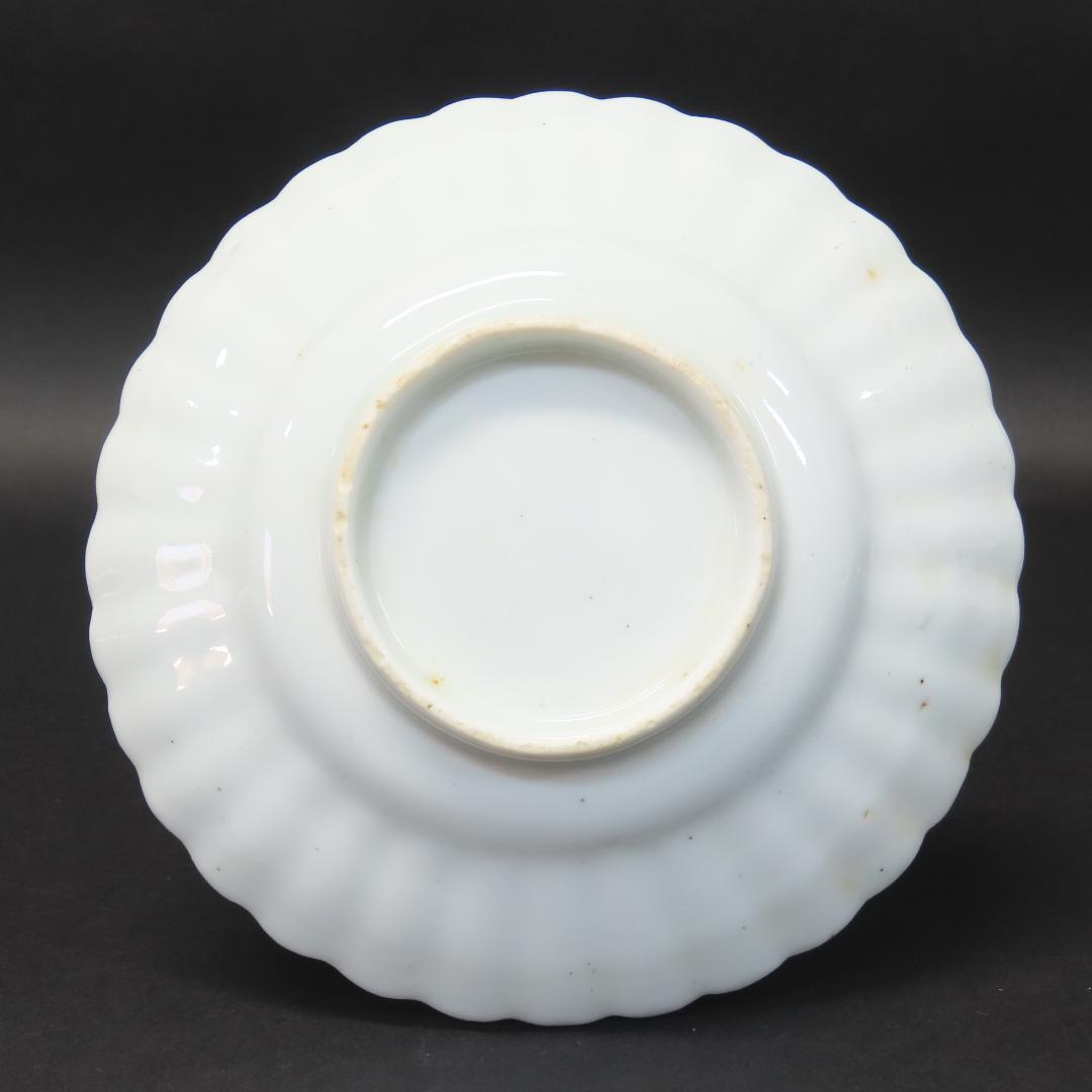 ⭕413 白磁 古伊万里 輪花形 中皿5客 無傷 直径15.5cm 江戸時代後期