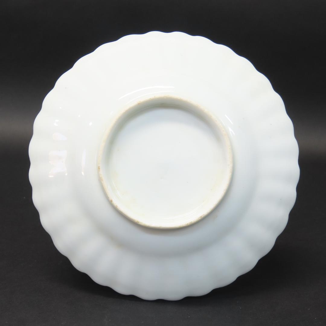 ⭕413 白磁 古伊万里 輪花形 中皿5客 無傷 直径15.5cm 江戸時代後期