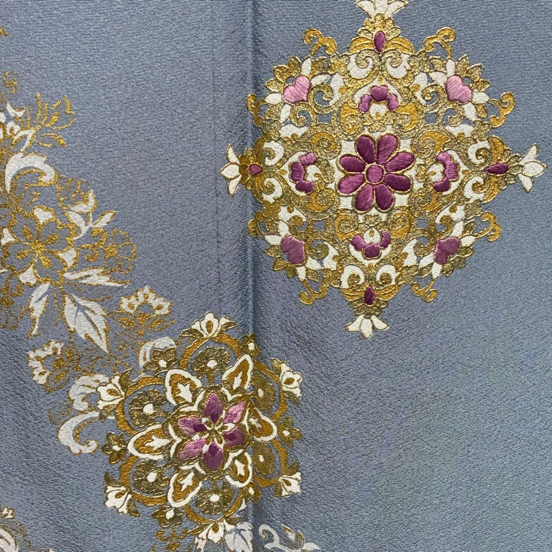 D80訪問着 丹下雄介 一つ紋 刺繍 正絹着物 袷 しつけ糸付き未使用極美品