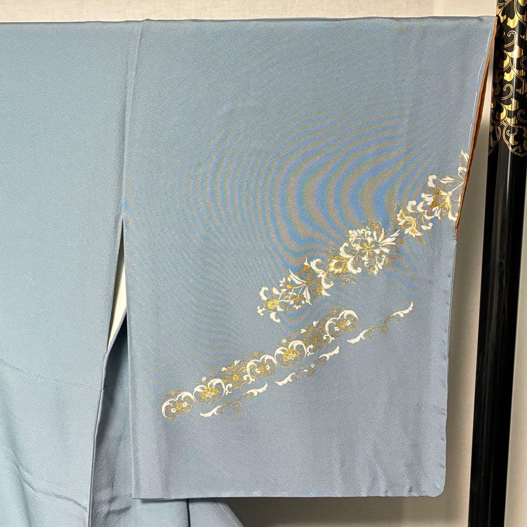 D80訪問着 丹下雄介 一つ紋 刺繍 正絹着物 袷 しつけ糸付き未使用極美品