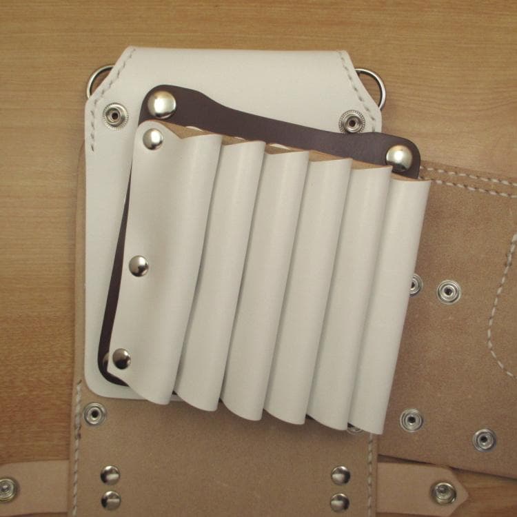 ホワイト＆ブラウン　６丁差し　本革シザーケース　SCA-118/CWA