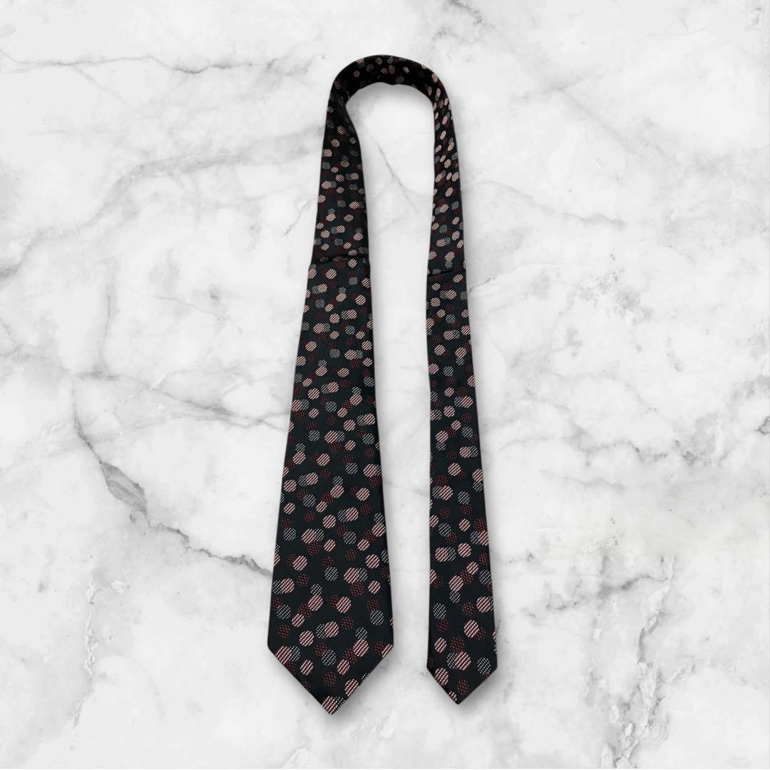 【美品】ヨウジヤマモト　ネクタイ　ドット柄　水玉　ジャガード　黒