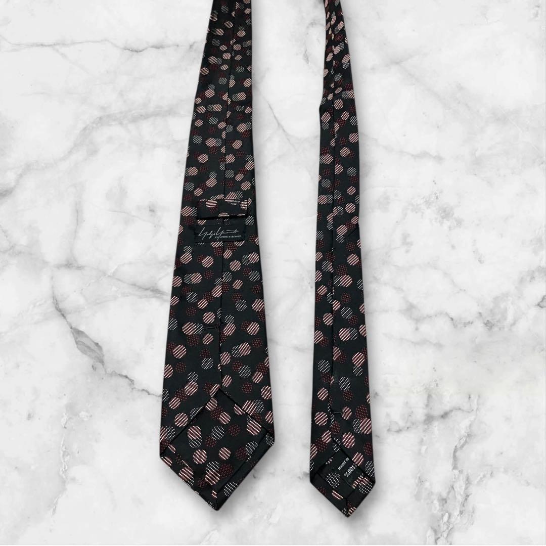 【美品】ヨウジヤマモト　ネクタイ　ドット柄　水玉　ジャガード　黒