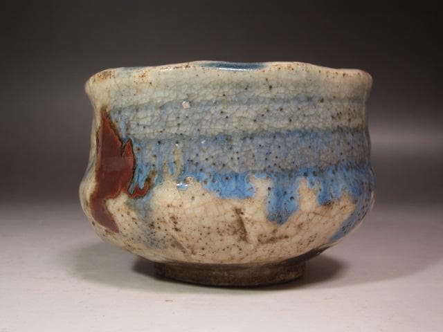 ★　青木木米（聾米）　彩釉茶碗　武者小路　官休庵　十三代　有隣斎の花押★x634