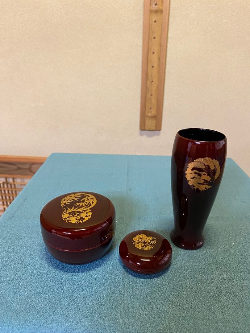 茶道具/茶箱 漆塗り 利休茶箱 工芸品 紙箱