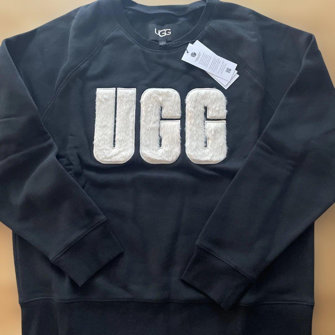 【新品】UGG ファーロゴ スウェット ブラック 裏起毛 L 1123718