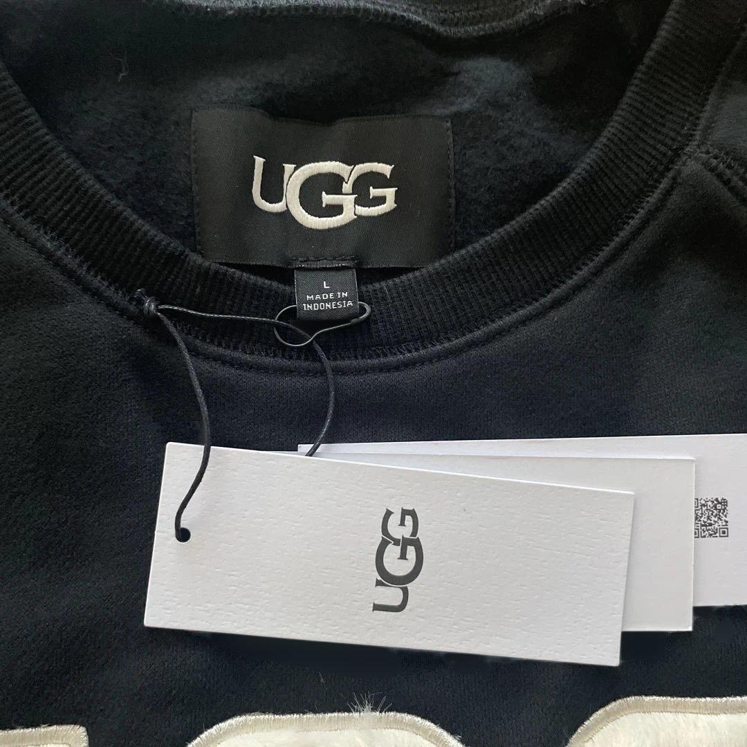 【新品】UGG ファーロゴ スウェット ブラック 裏起毛 L 1123718