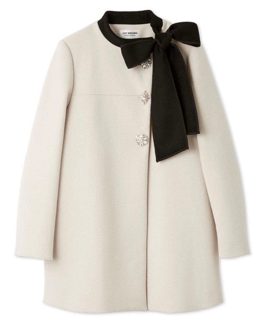 【定価以下】リリーブラウン Aラインビジューリボンコート