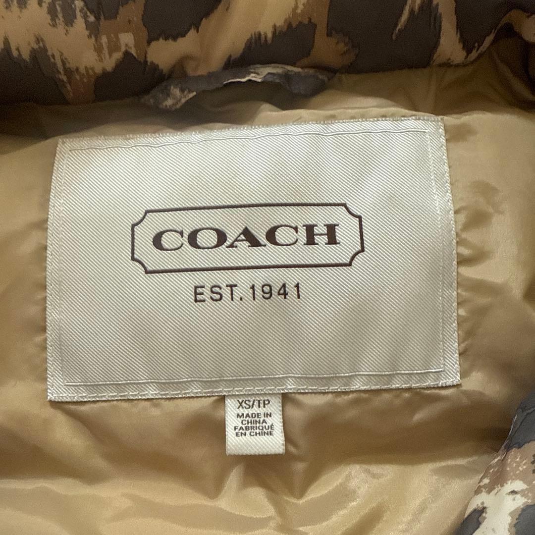 値下げ　COACH レオパード柄 ダウンベスト XS