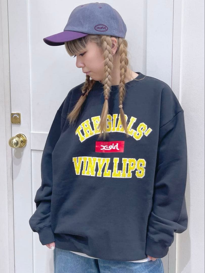 【新品】エックスガール ロゴ入りスウェット トレーナー チャコール